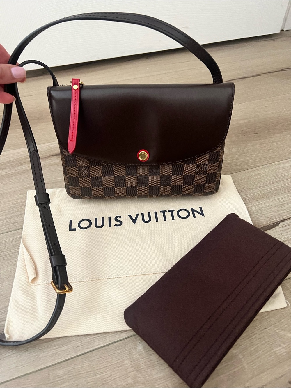 Like New Louis Vuitton Damier Ebene Crossbody Twice Bag